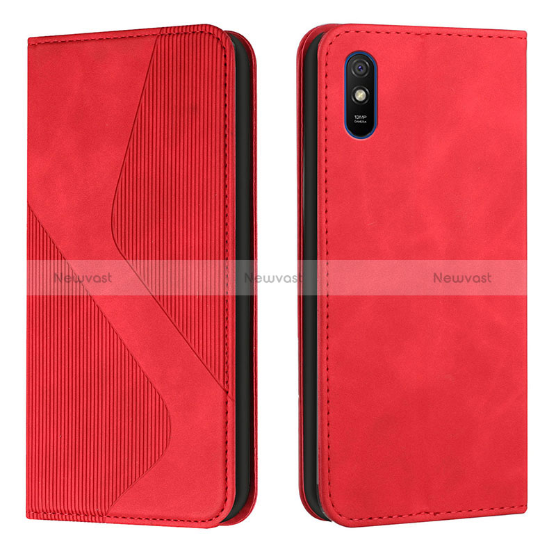 Leather Case Stands Flip Cover Holder H03X for Xiaomi Redmi 9i Red