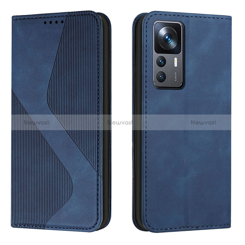 Leather Case Stands Flip Cover Holder H03X for Xiaomi Redmi K50 Ultra 5G Blue