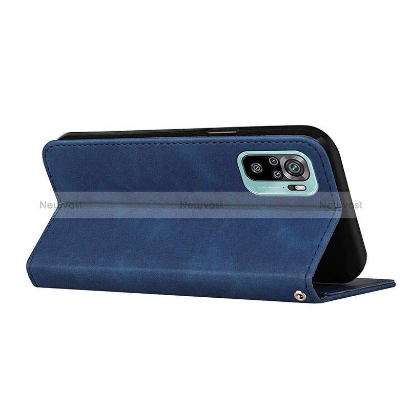 Leather Case Stands Flip Cover Holder H03X for Xiaomi Redmi Note 10 4G