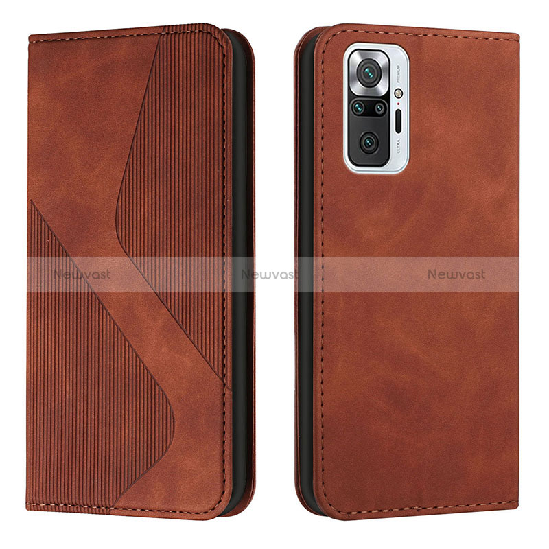 Leather Case Stands Flip Cover Holder H03X for Xiaomi Redmi Note 10 Pro 4G