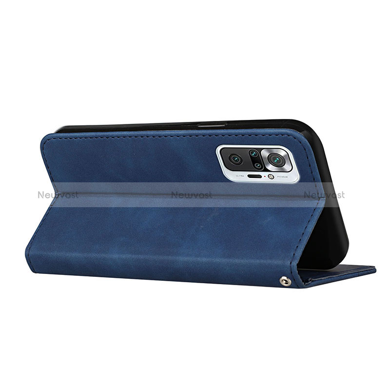 Leather Case Stands Flip Cover Holder H03X for Xiaomi Redmi Note 10 Pro 4G