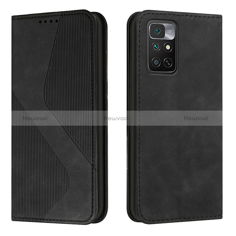 Leather Case Stands Flip Cover Holder H03X for Xiaomi Redmi Note 11 4G (2022) Black