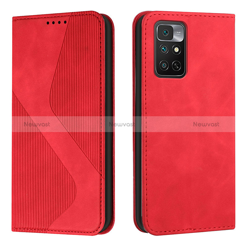 Leather Case Stands Flip Cover Holder H03X for Xiaomi Redmi Note 11 4G (2022) Red