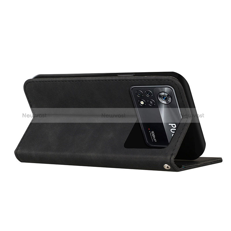 Leather Case Stands Flip Cover Holder H03X for Xiaomi Redmi Note 11E Pro 5G