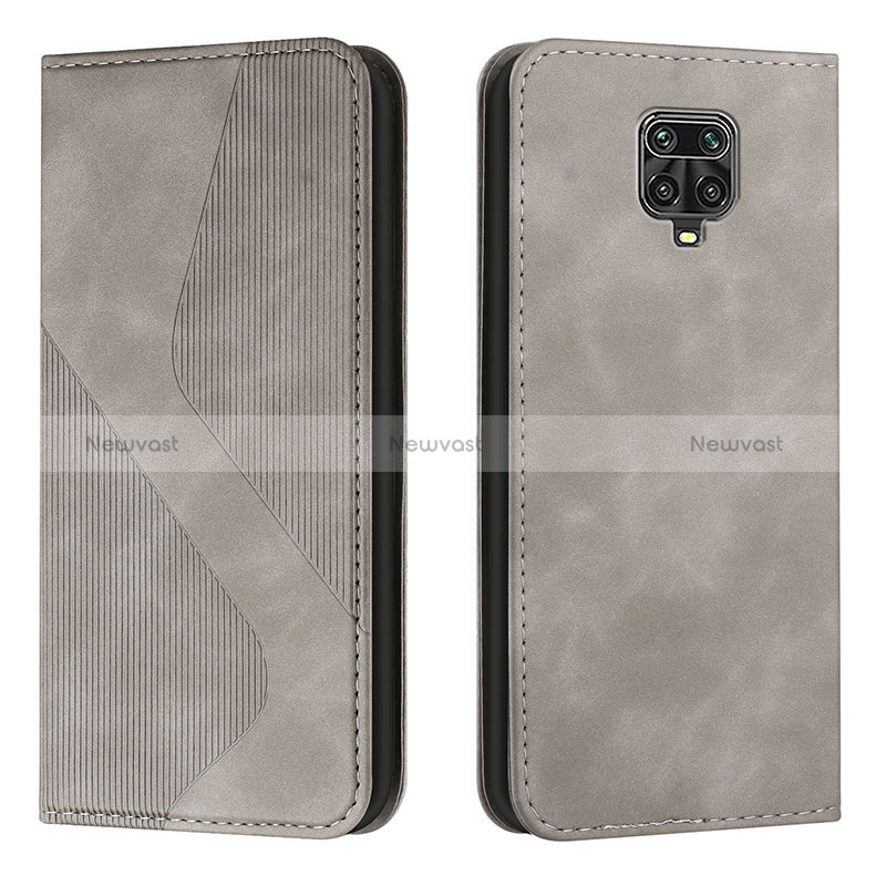 Leather Case Stands Flip Cover Holder H03X for Xiaomi Redmi Note 9 Pro Max Gray