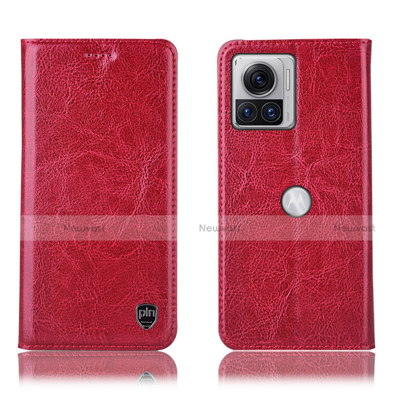 Leather Case Stands Flip Cover Holder H04P for Motorola Moto Edge 30 Ultra 5G Red