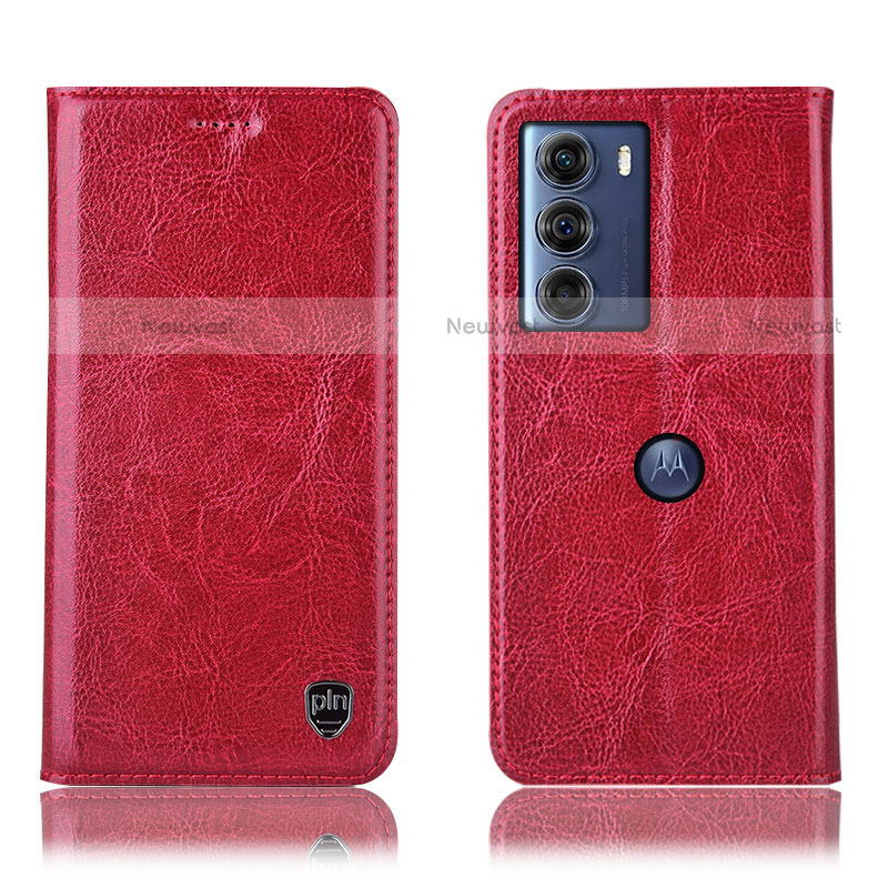 Leather Case Stands Flip Cover Holder H04P for Motorola Moto Edge S30 5G Red