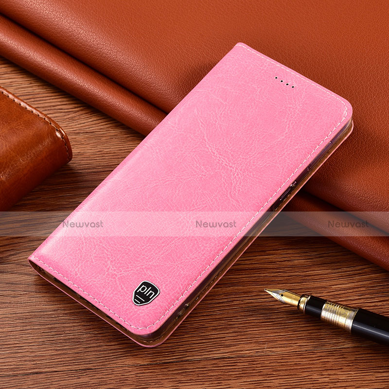 Leather Case Stands Flip Cover Holder H04P for Motorola Moto G20 Pink