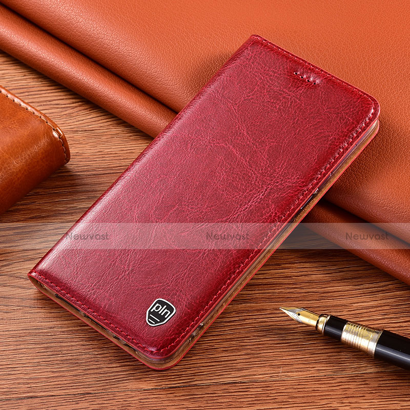 Leather Case Stands Flip Cover Holder H04P for Motorola Moto G30 Red