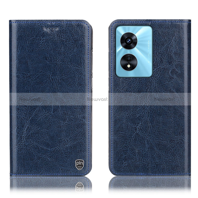 Leather Case Stands Flip Cover Holder H04P for Oppo A1 Pro 5G Blue