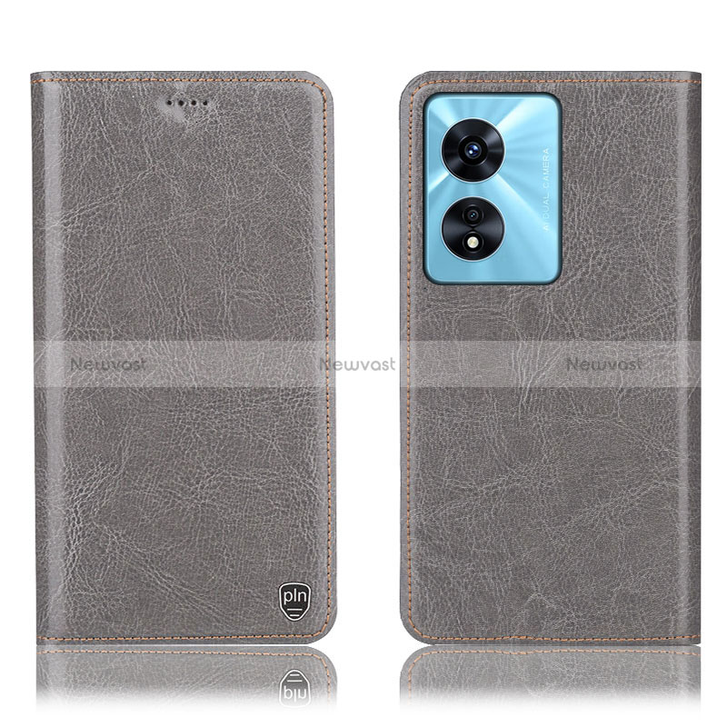 Leather Case Stands Flip Cover Holder H04P for Oppo A1 Pro 5G Gray