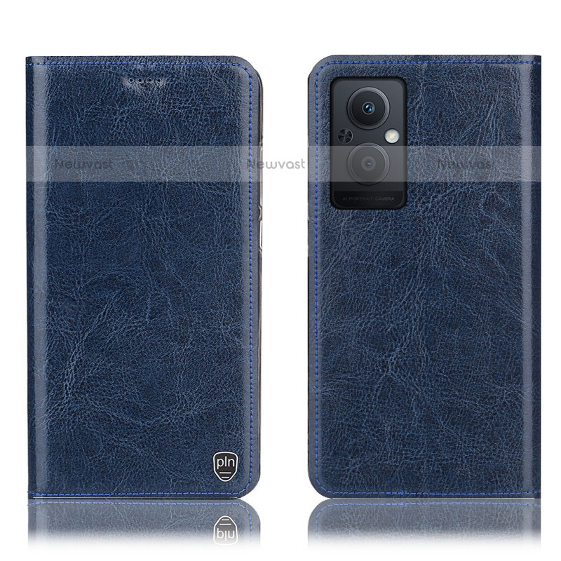 Leather Case Stands Flip Cover Holder H04P for Oppo F21s Pro 5G Blue