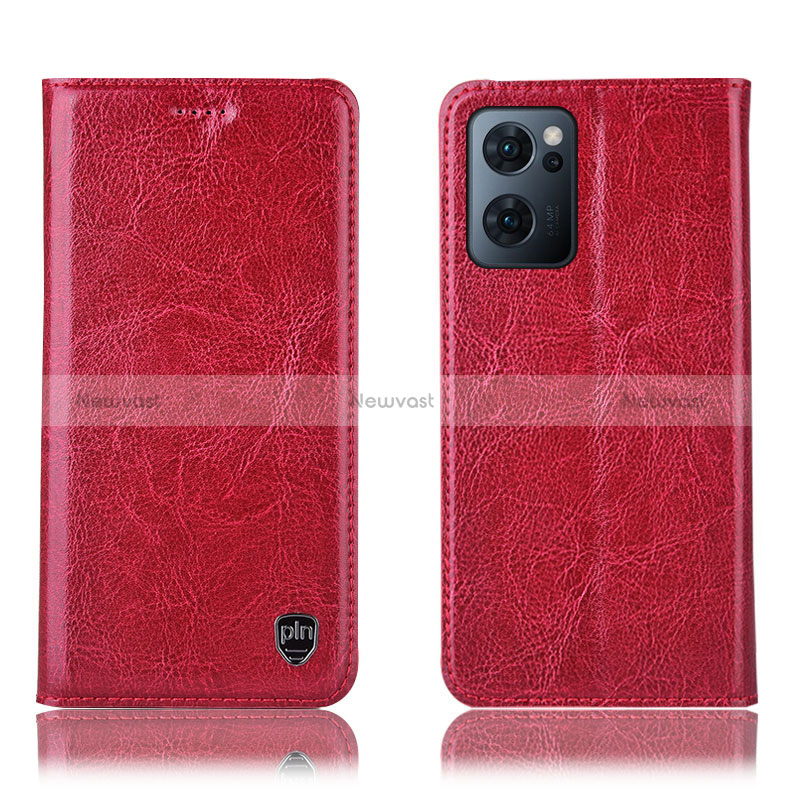 Leather Case Stands Flip Cover Holder H04P for Oppo Find X5 Lite 5G Red