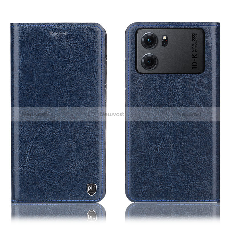 Leather Case Stands Flip Cover Holder H04P for Oppo K10 5G Blue