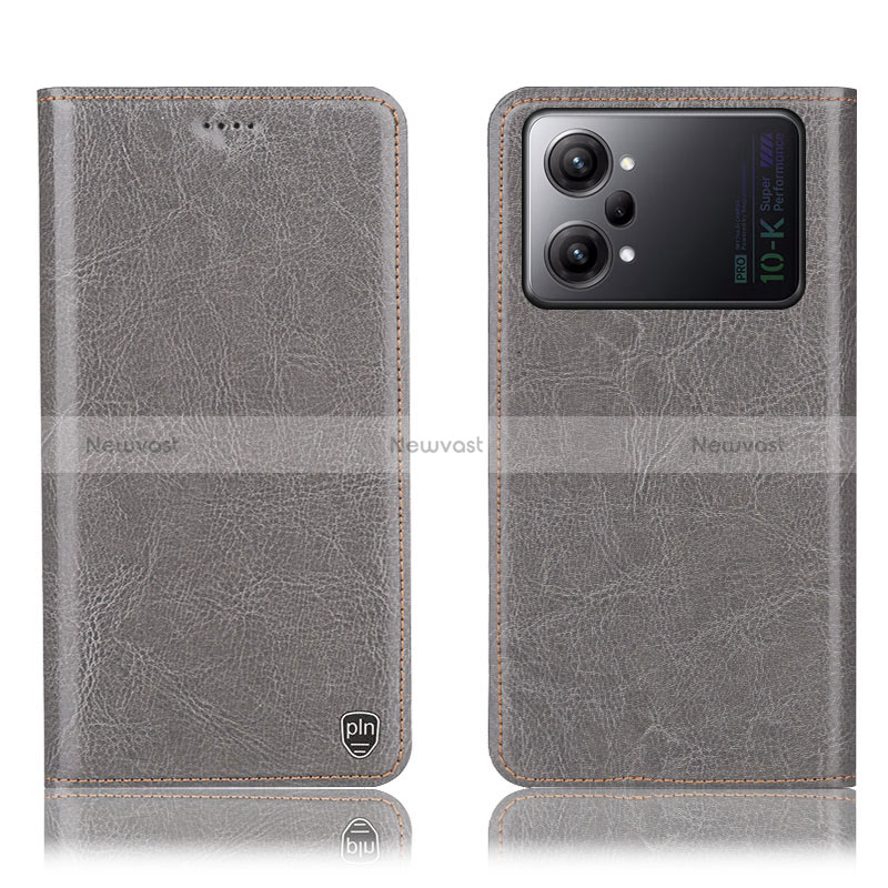 Leather Case Stands Flip Cover Holder H04P for Oppo K10 Pro 5G Gray