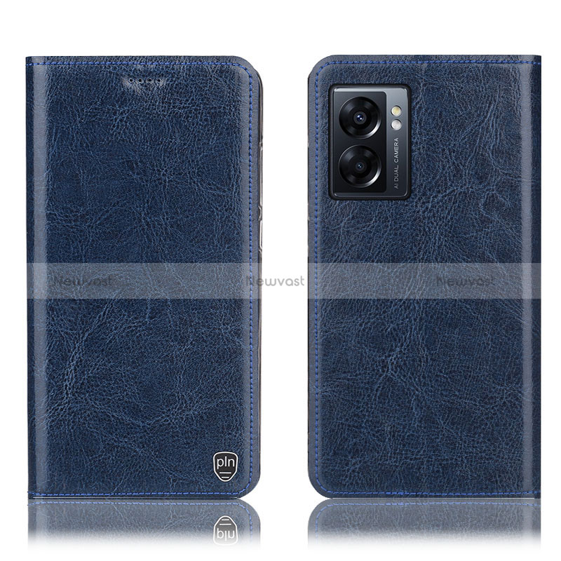 Leather Case Stands Flip Cover Holder H04P for Realme V23i 5G Blue