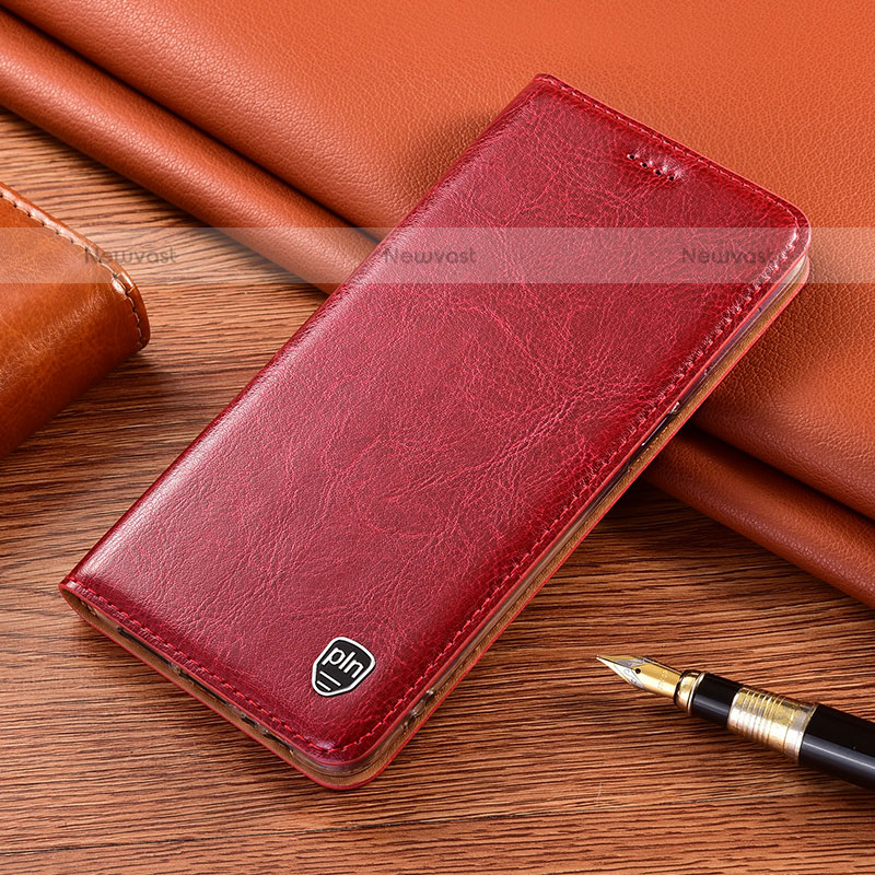 Leather Case Stands Flip Cover Holder H04P for Samsung Galaxy A51 4G Red