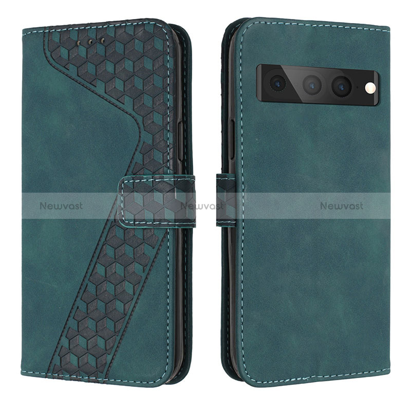 Leather Case Stands Flip Cover Holder H04X for Google Pixel 7 Pro 5G Green