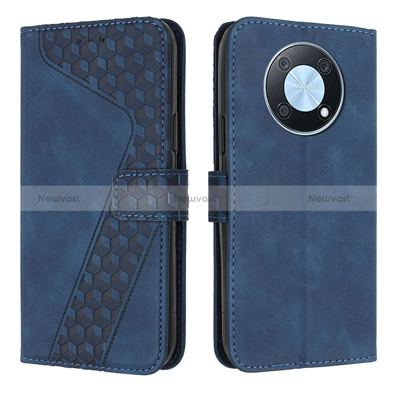 Leather Case Stands Flip Cover Holder H04X for Huawei Enjoy 50 Pro Blue