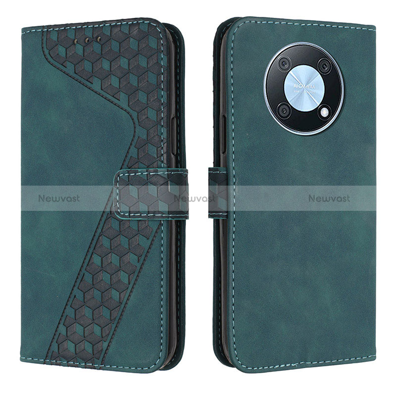 Leather Case Stands Flip Cover Holder H04X for Huawei Enjoy 50 Pro Green