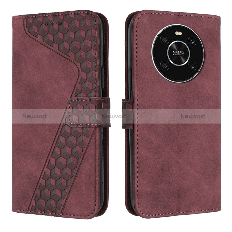 Leather Case Stands Flip Cover Holder H04X for Huawei Honor Magic4 Lite 4G Red