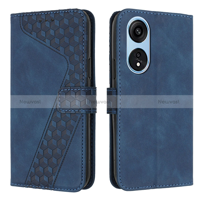 Leather Case Stands Flip Cover Holder H04X for Huawei Honor X5 Plus Blue