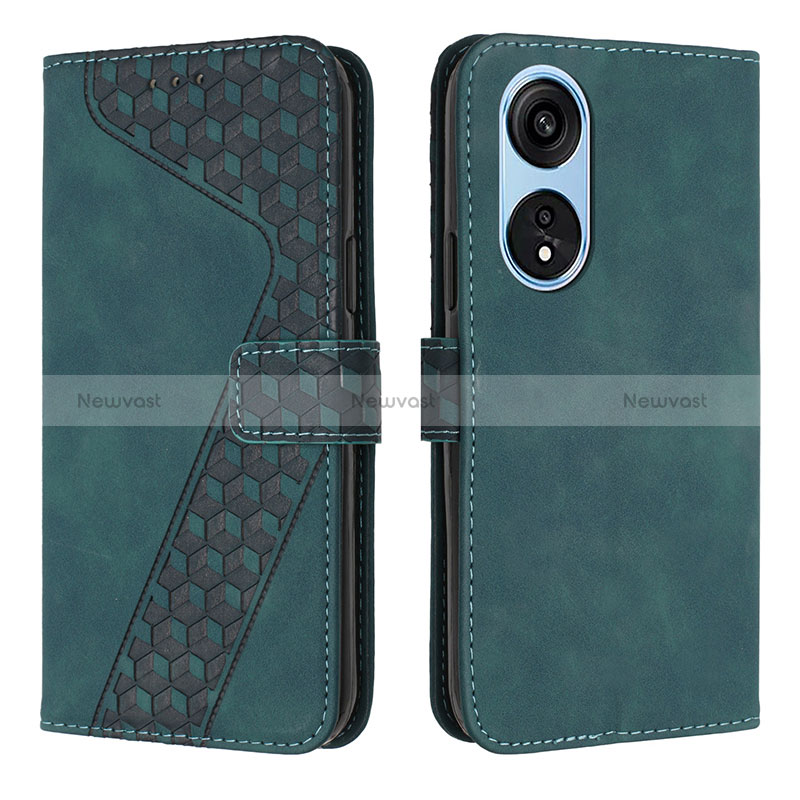 Leather Case Stands Flip Cover Holder H04X for Huawei Honor X5 Plus Green