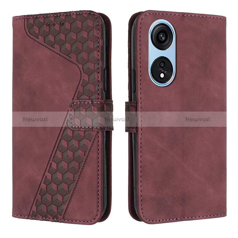 Leather Case Stands Flip Cover Holder H04X for Huawei Honor X5 Plus Purple