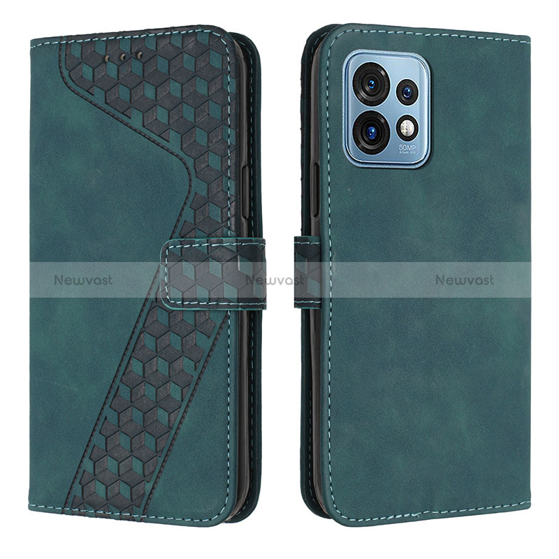 Leather Case Stands Flip Cover Holder H04X for Motorola Moto Edge 40 Pro 5G Green