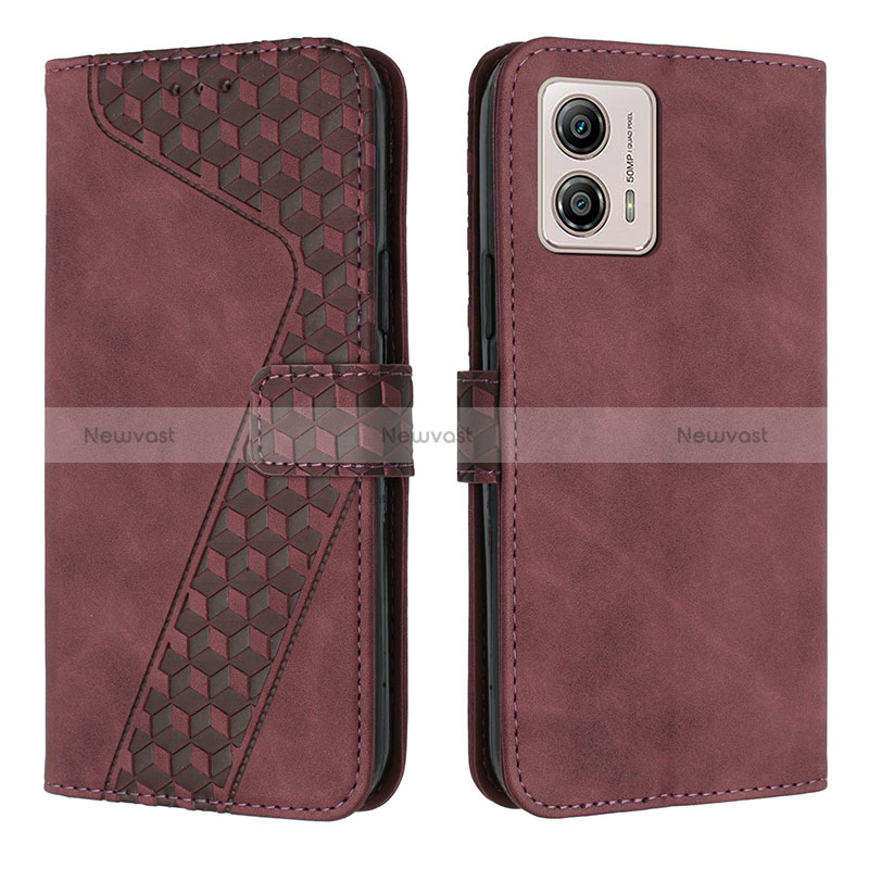 Leather Case Stands Flip Cover Holder H04X for Motorola Moto G53 5G