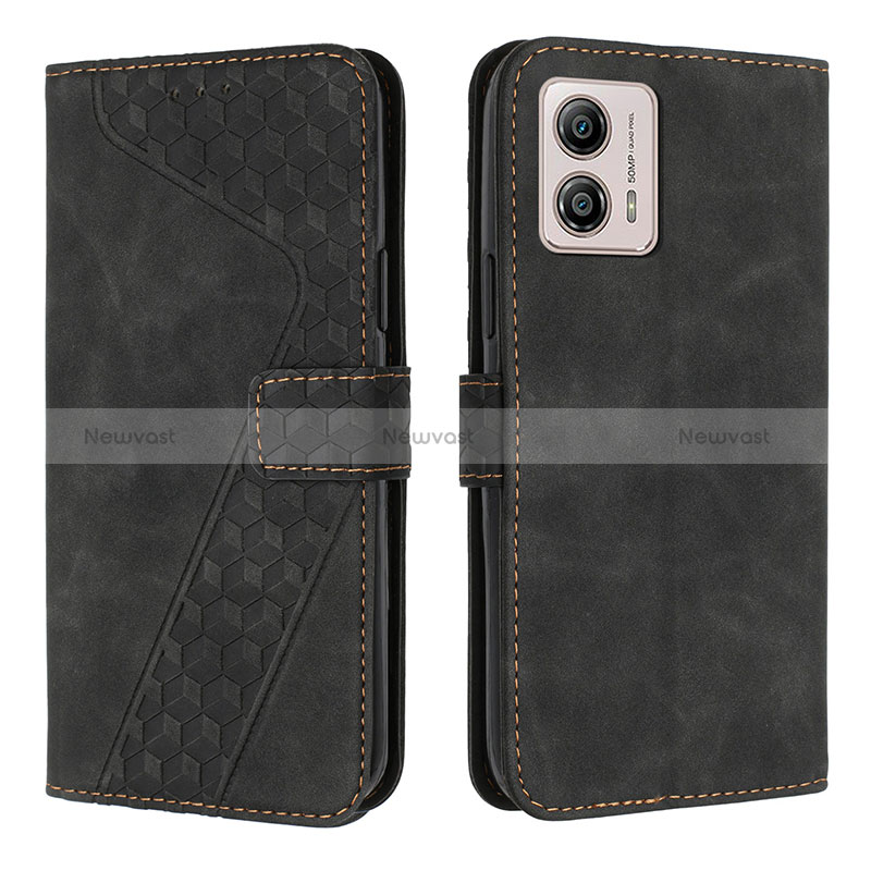 Leather Case Stands Flip Cover Holder H04X for Motorola Moto G53y 5G