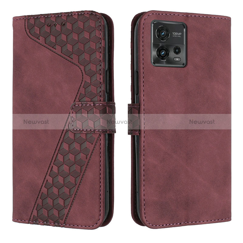 Leather Case Stands Flip Cover Holder H04X for Motorola Moto G72