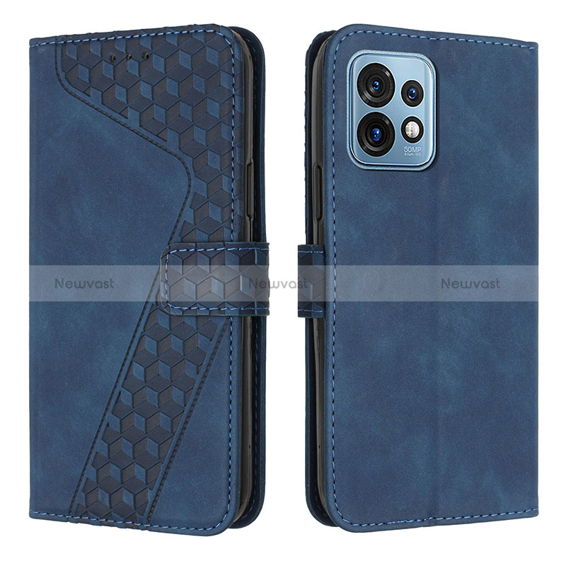 Leather Case Stands Flip Cover Holder H04X for Motorola Moto X40 5G Blue