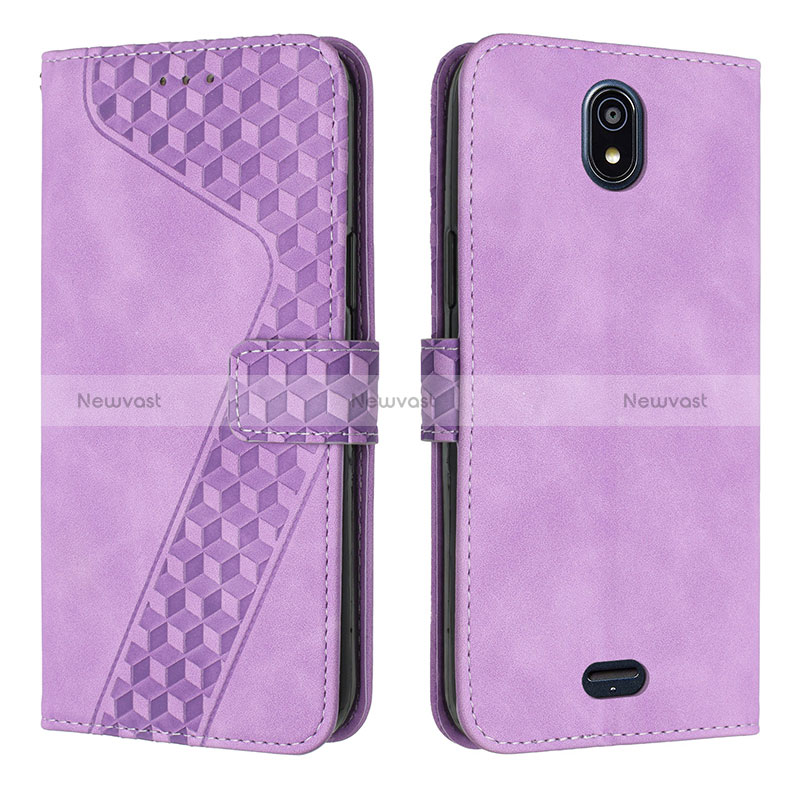 Leather Case Stands Flip Cover Holder H04X for Nokia C100 Purple