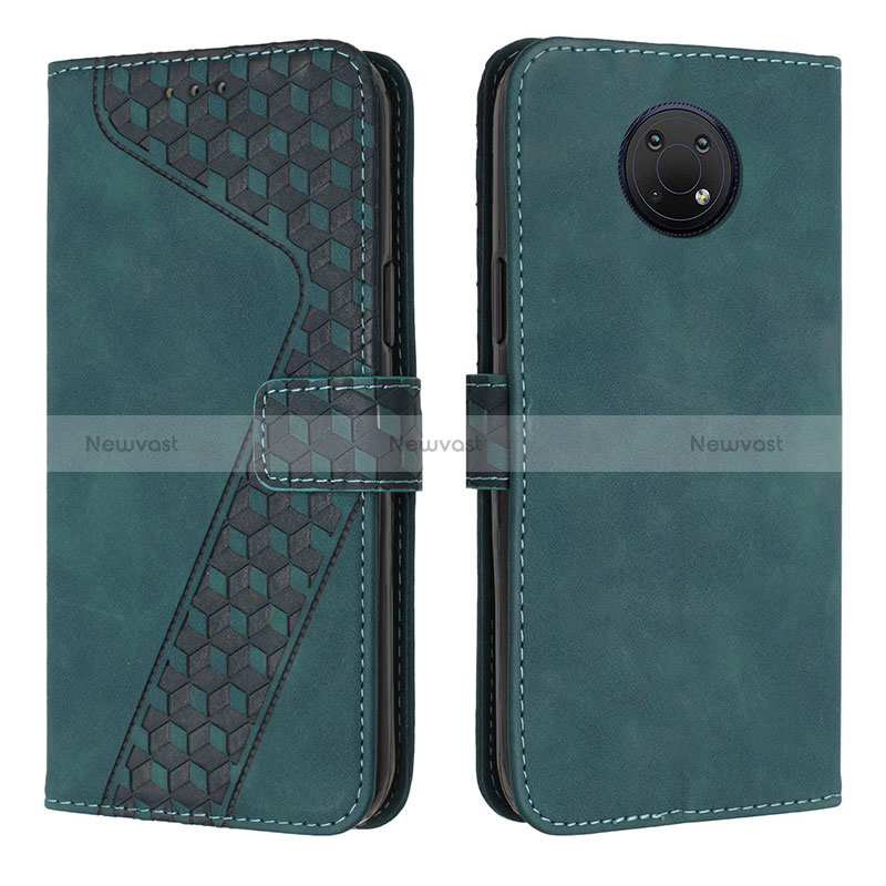 Leather Case Stands Flip Cover Holder H04X for Nokia G10 Green