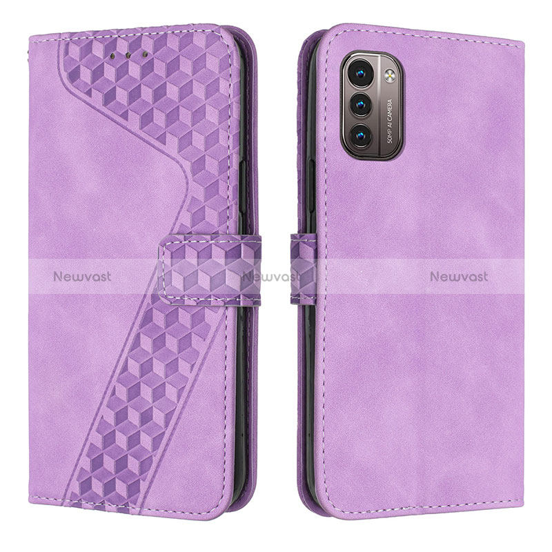 Leather Case Stands Flip Cover Holder H04X for Nokia G11 Purple