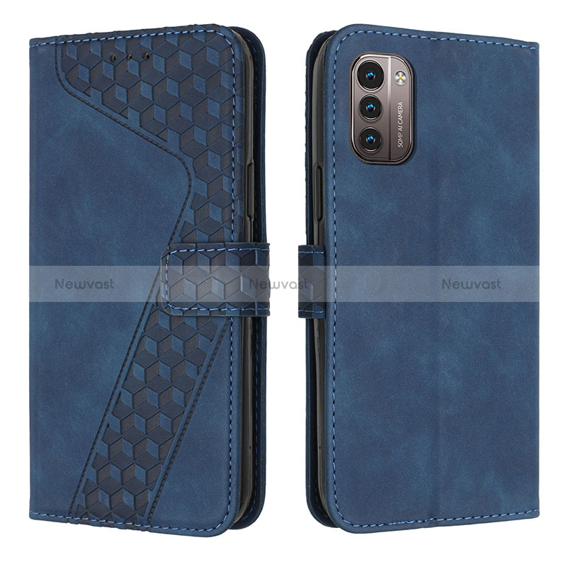 Leather Case Stands Flip Cover Holder H04X for Nokia G21 Blue