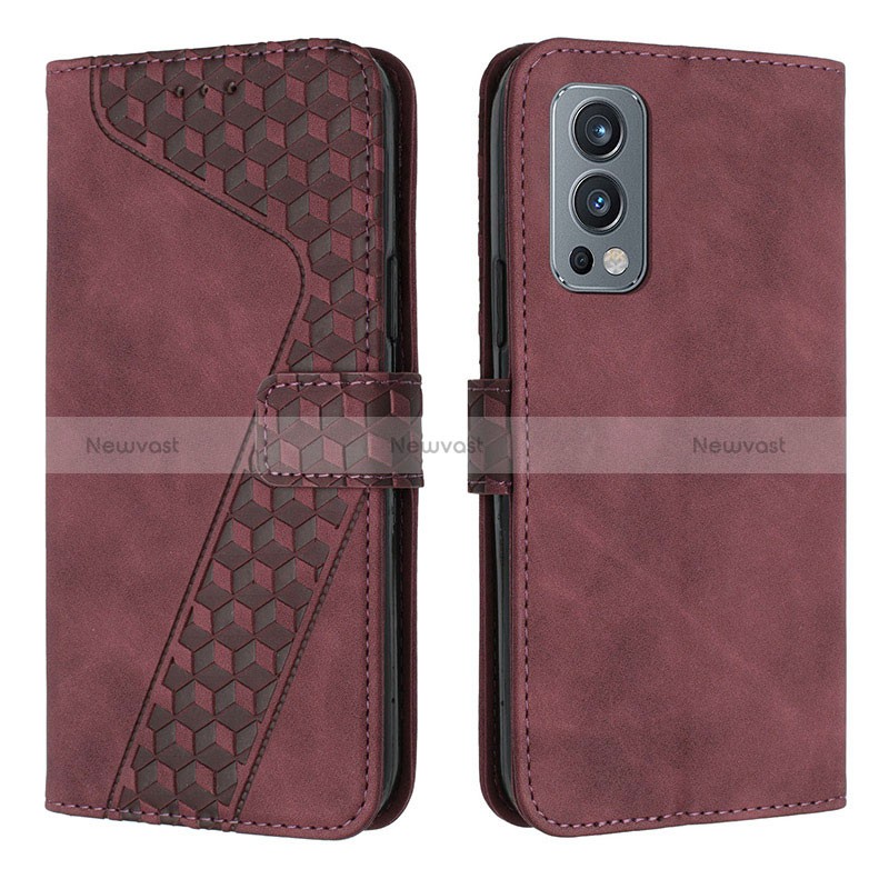 Leather Case Stands Flip Cover Holder H04X for OnePlus Nord 2 5G