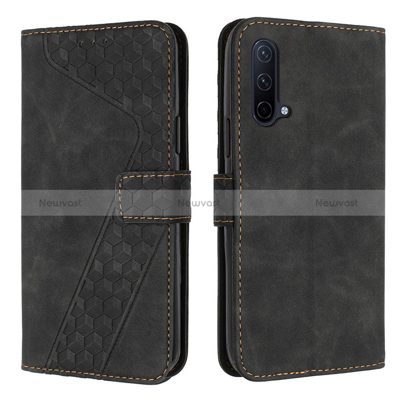 Leather Case Stands Flip Cover Holder H04X for OnePlus Nord CE 5G Black