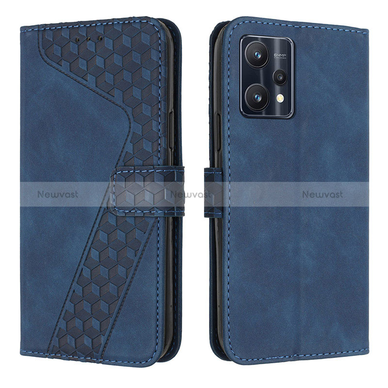 Leather Case Stands Flip Cover Holder H04X for Realme 9 4G Blue