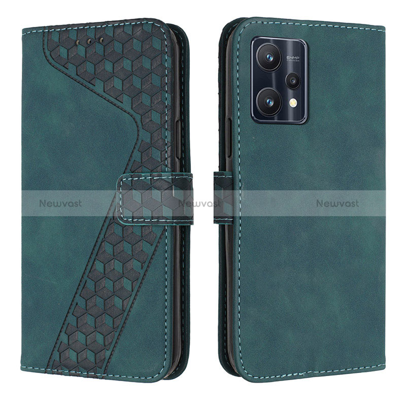 Leather Case Stands Flip Cover Holder H04X for Realme 9 4G Green