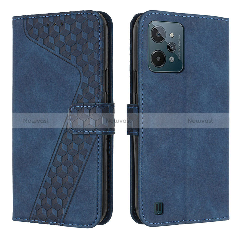 Leather Case Stands Flip Cover Holder H04X for Realme C31 Blue