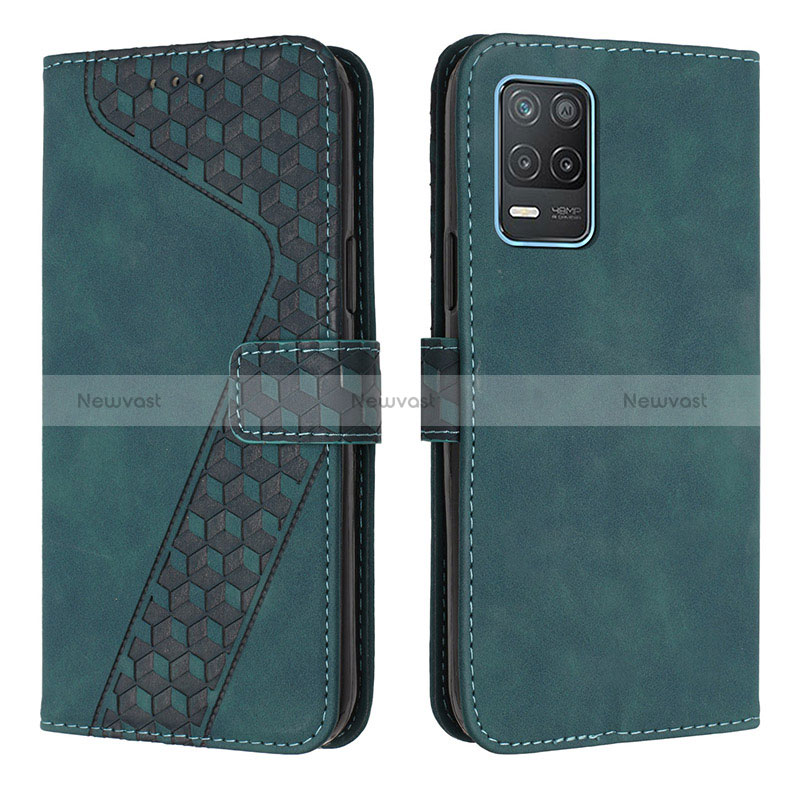 Leather Case Stands Flip Cover Holder H04X for Realme Narzo 30 5G Green