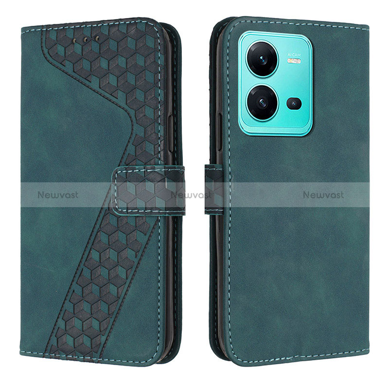 Leather Case Stands Flip Cover Holder H04X for Vivo V25e