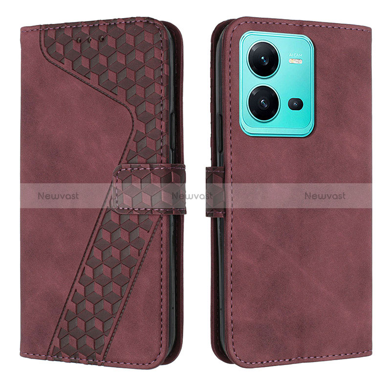 Leather Case Stands Flip Cover Holder H04X for Vivo X80 Lite 5G