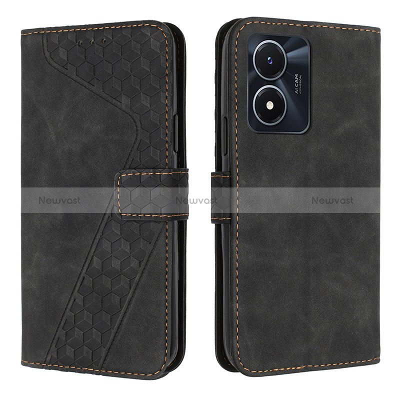 Leather Case Stands Flip Cover Holder H04X for Vivo Y02S