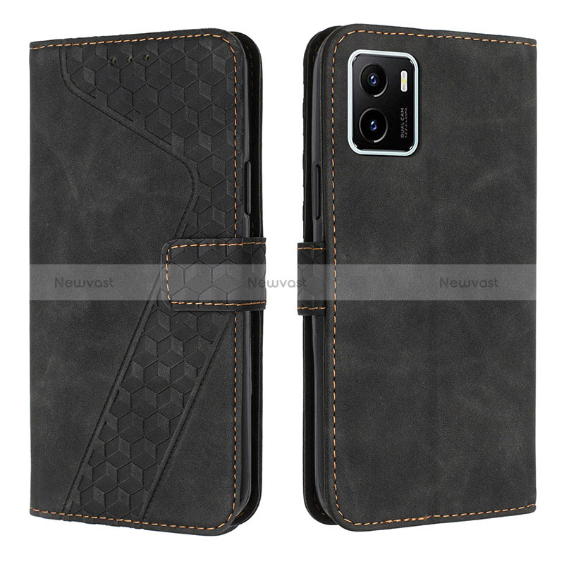 Leather Case Stands Flip Cover Holder H04X for Vivo Y32t Black