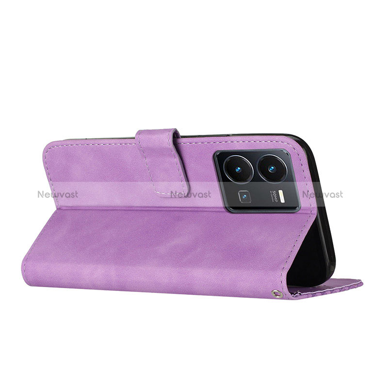 Leather Case Stands Flip Cover Holder H04X for Vivo Y35 4G