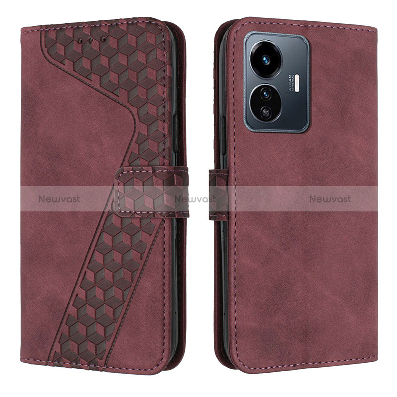 Leather Case Stands Flip Cover Holder H04X for Vivo Y77 5G