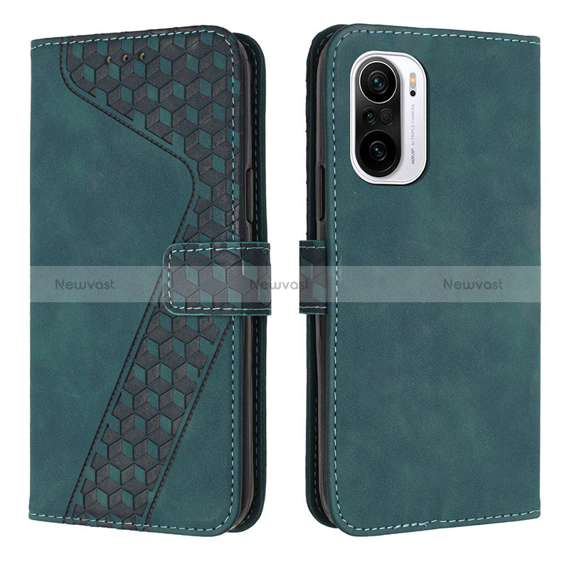 Leather Case Stands Flip Cover Holder H04X for Xiaomi Mi 11i 5G Green